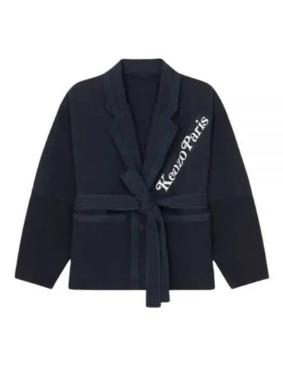 Cropped Boxy Workwear Belt Cotton Jacket Navy - KENZO - BALAAN 2