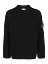 Knotted Ribbed Stitch Pure Wool Crewneck Knit Top Black - STONE ISLAND - BALAAN 2