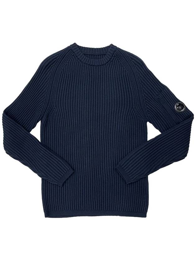 Range Patch Ribbed Wool Knit Top Navy - CP COMPANY - BALAAN 2