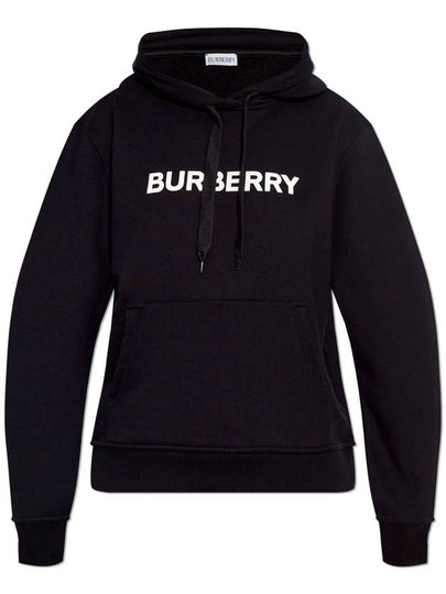 Logo Print Drawstring Hoodie Black - BURBERRY - BALAAN 2