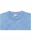 Women's Intreccio Wool Knit Top Blue - BOTTEGA VENETA - BALAAN.