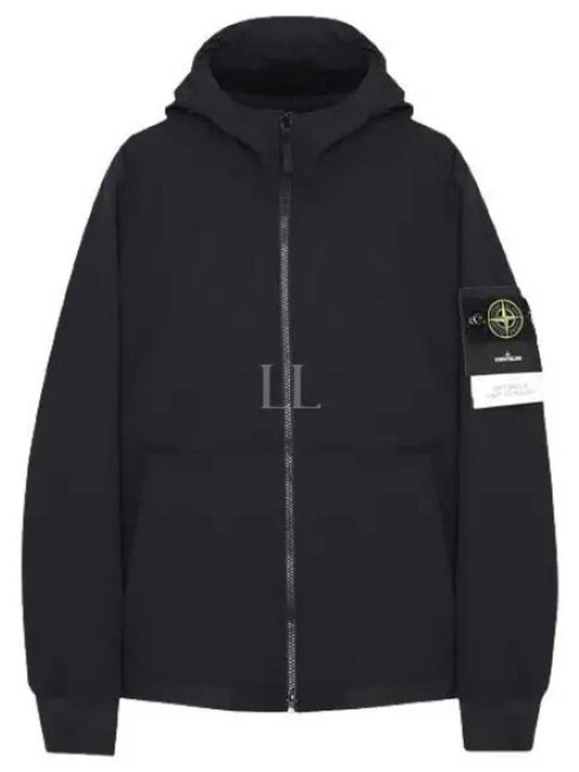 Men's Wappen Patch Softshell Zip Up Hoodie Black - STONE ISLAND - BALAAN 2