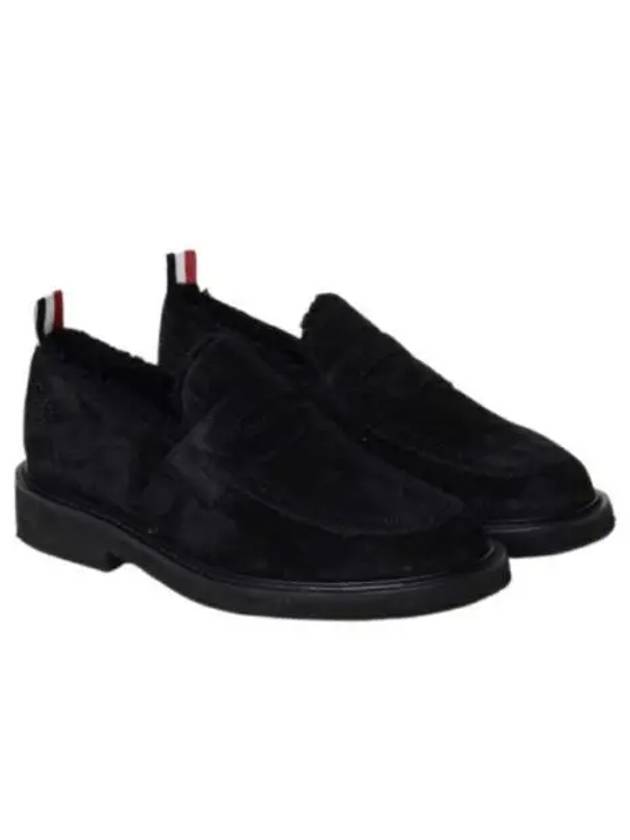 Shearling Lining Suede Penny Loafers Black - THOM BROWNE - BALAAN 2