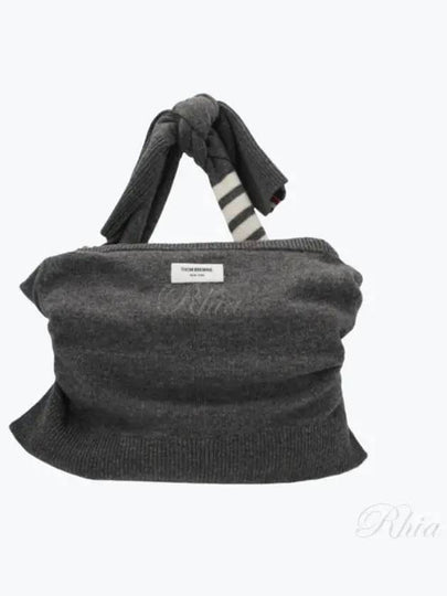 4 Bar Merino Wool Sweater Shoulder Bag Grey - THOM BROWNE - BALAAN 2