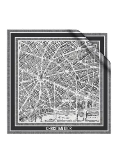 Plan De Paris 90 Square Scarf White Black - DIOR - BALAAN 1