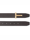 Gold Grain Leather T Icon Belt Brown Black - TOM FORD - BALAAN 4