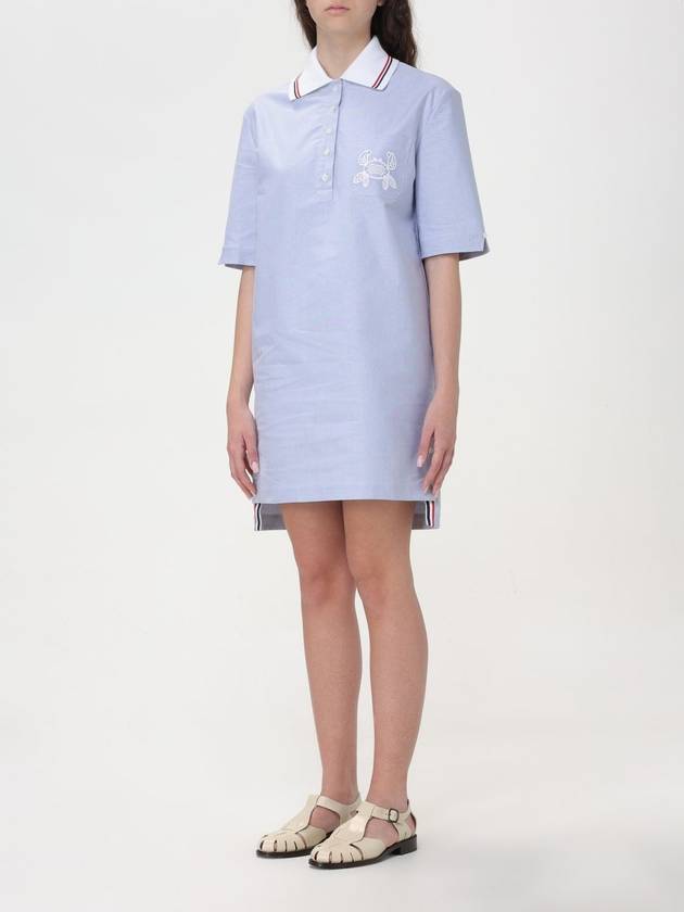 Cotton polo midi dress blue - THOM BROWNE - BALAAN 4