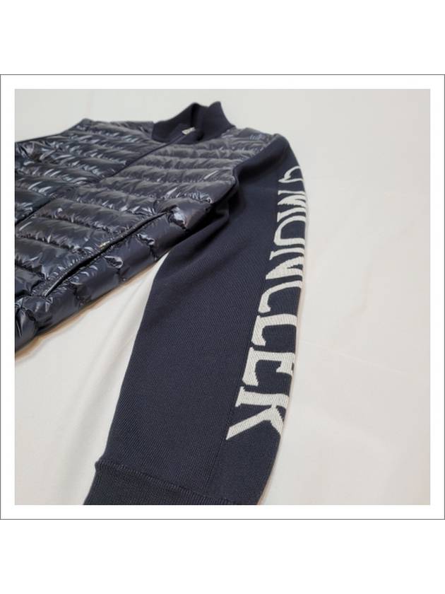 arm lettering logo knit zip-up padded navy - MONCLER - BALAAN 6