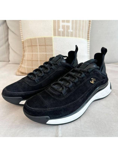 Mixed Fiber Men s Suede Sneakers Black - CHANEL - BALAAN 1