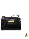 Manhattan Mini Embossed Gold-Tone Logo Leather Cross Bag Black - SAINT LAURENT - BALAAN 2