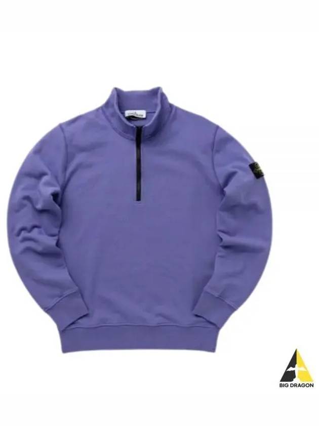 Logo Badge Half Zipper Cotton Fleece Knit Top Lavender - STONE ISLAND - BALAAN 2