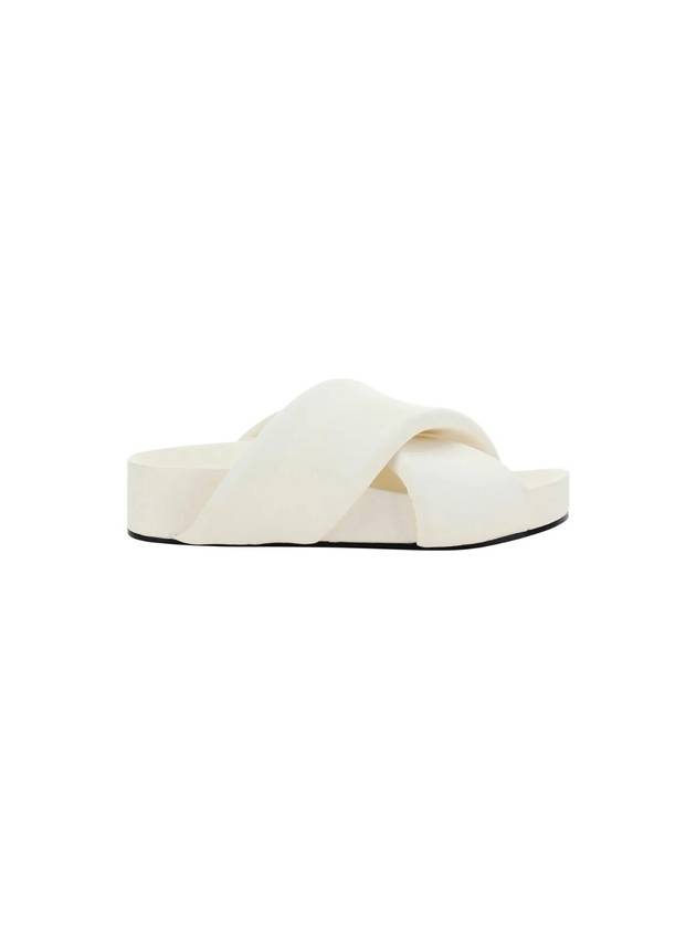 Women's Padded Cross Strap Slippers White - JIL SANDER - BALAAN.