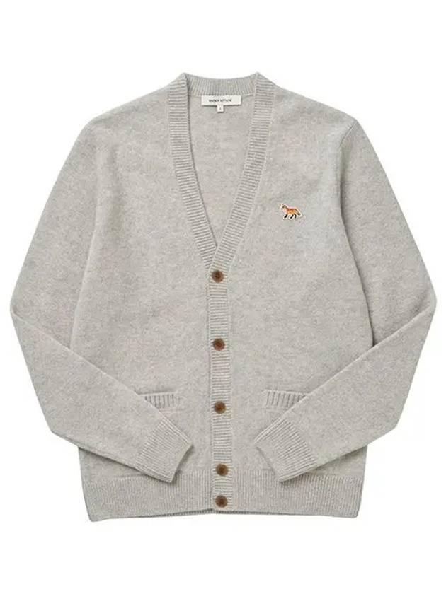 Baby Fox Patch V-neck Cardigan Light Grey - MAISON KITSUNE - BALAAN 3