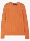 Embroidered Logo Pony Cable Knit Top Orange - POLO RALPH LAUREN - BALAAN 3