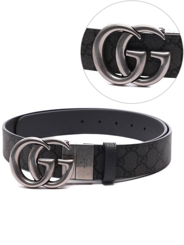 GG Marmont Reversible Belt Grey - GUCCI - BALAAN 3