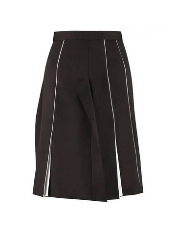 Women's Contrast Panel Pleated Skirt Black - BURBERRY - BALAAN 1