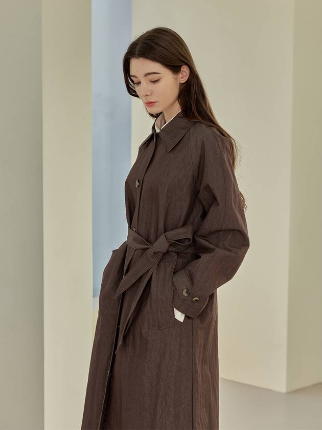 Edith belt long trench coatBROWN - ARIFF - BALAAN 3