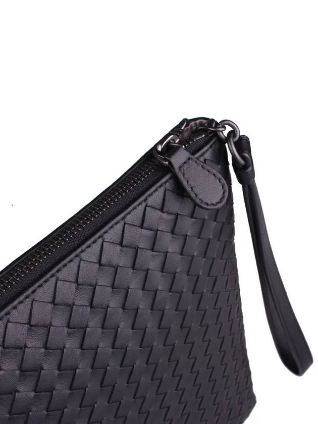 Men's Intrecciato Strap Clutch Bag Black - BOTTEGA VENETA - BALAAN 3