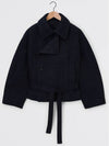 Short Asymmetrical Bathrobe Double Coat Black - LEMAIRE - BALAAN 2