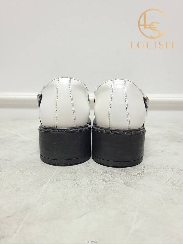 Used luxury goods Lewis It 36 5 White brushed leather Mary Jane T strap loafers - PRADA - BALAAN 6