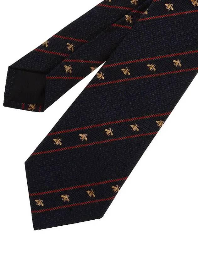 Silk Tie with Bee Web Midnight Blue Red - GUCCI - BALAAN 5