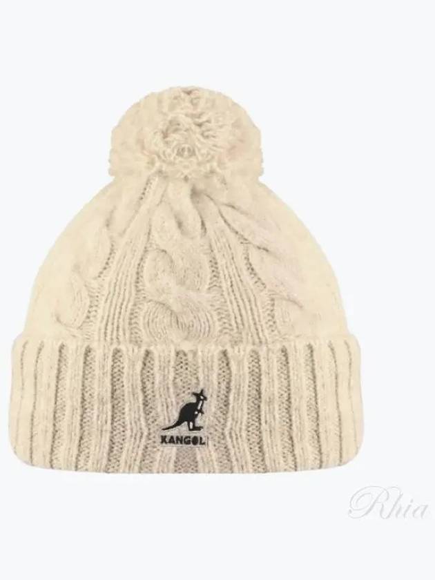 K4460SM Beige Cable Knit Pom Beanie - KANGOL - BALAAN 1