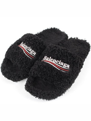 Wave logo furry slide 40 255 260 - BALENCIAGA - BALAAN 1