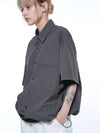 Women s SSHS CH Seersucker String Half Shirt Charcoal - CHANCE'S NOI - BALAAN 5