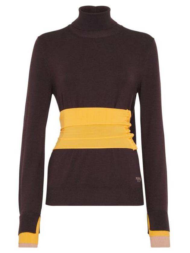 Wool Turtleneck Dark Purple - FENDI - BALAAN 1