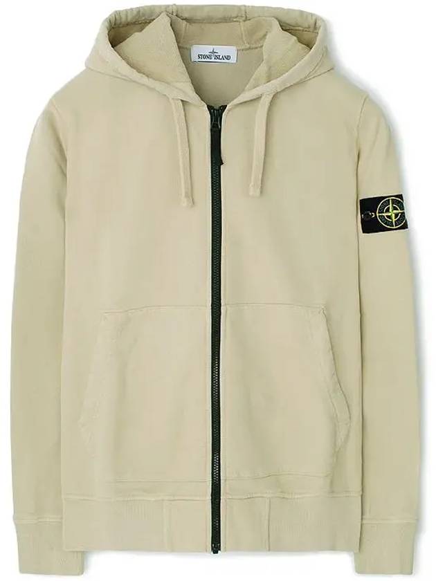 Wappen Patch Cotton Fleece Zip Up Hoodie Beige - STONE ISLAND - BALAAN 2