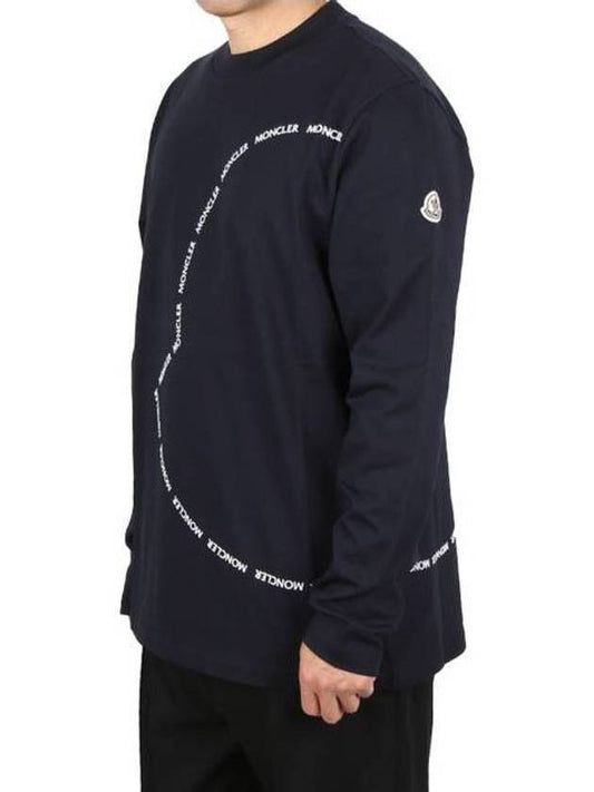 logo outline long sleeve t-shirt navy - MONCLER - BALAAN.