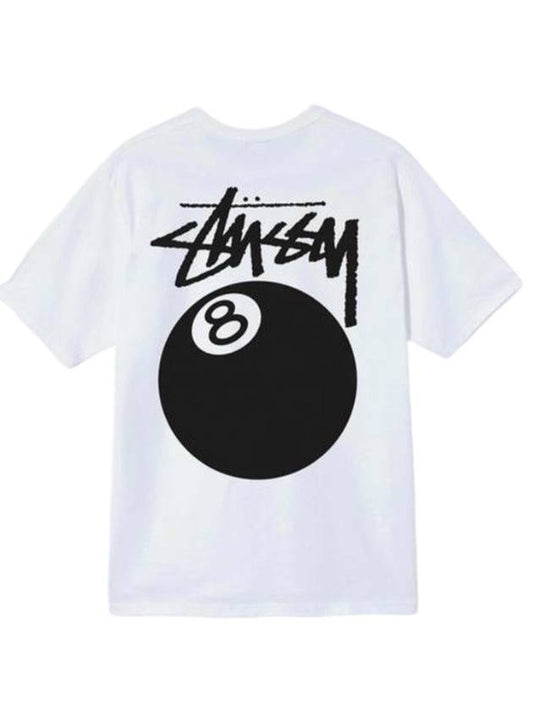 8 Ball Crew Neck Cotton Short Sleeve T-Shirt White - STUSSY - BALAAN 1