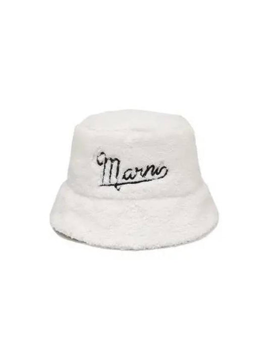 Embroidered Logo Bucket Hat Lily White - MARNI - BALAAN 2