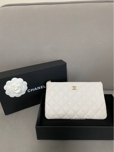 Classic pouch small caviar white gold Siamese bone AP4101 - CHANEL - BALAAN 1