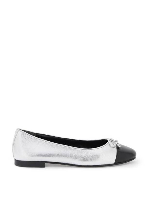 Metallic Effect Leather Cap Toe Ballet Flat Silver - TORY BURCH - BALAAN 2