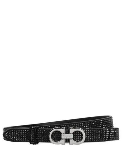 Gancini Crystal Belt Black - SALVATORE FERRAGAMO - BALAAN 2