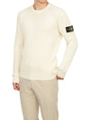 Crewneck Full Rib Wool Knit Top White - STONE ISLAND - BALAAN 6