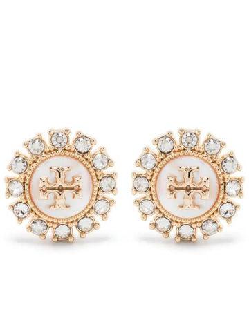 Kira Crystal Stud Earrings Gold Crystal - TORY BURCH - BALAAN 1