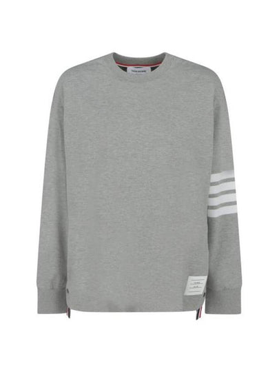 Engineered 4 Bar Medium Weight Jersey Oversized Long Sleeved T-Shirt Light Grey - THOM BROWNE - BALAAN 2