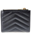 Cassandre Matelasse Grain De Poudre Embossed Leather Half Wallet Black - SAINT LAURENT - BALAAN 4