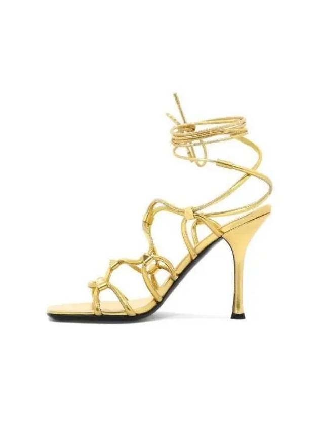 Rockstud Net Sandal Heels Gold - VALENTINO - BALAAN 4