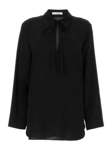 Silk Long Sleeve Shirt Black - THE ROW - BALAAN 1