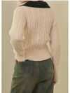 Women's Fluffy Open Collar Knit Top Ivory - MICANE - BALAAN 9