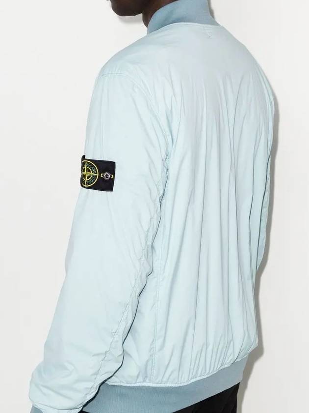 Men's Nylon Logo Bomber Jacket Aqua - STONE ISLAND - BALAAN.