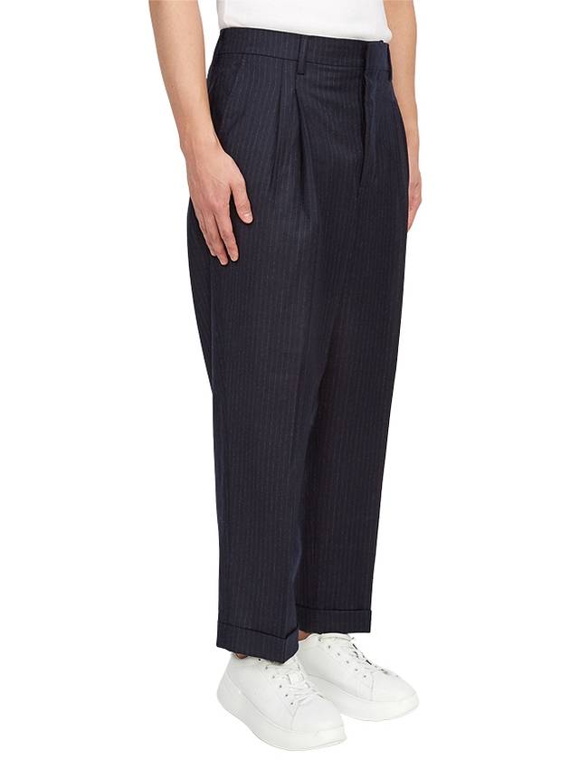 Men's Pinstriped Tailored Cropped Slacks Navy - AMI - BALAAN 4