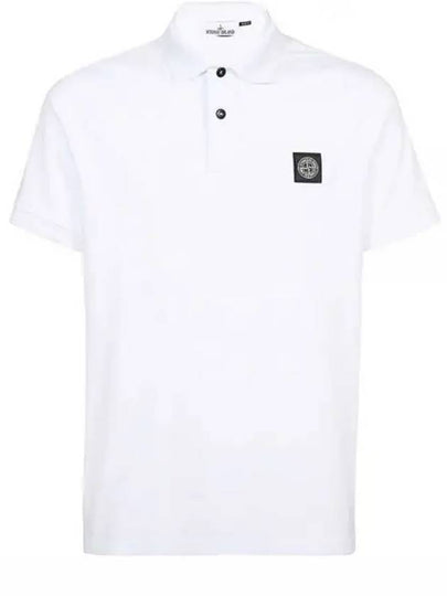 Men's Logo Patch Polo Shirt White - STONE ISLAND - BALAAN 2