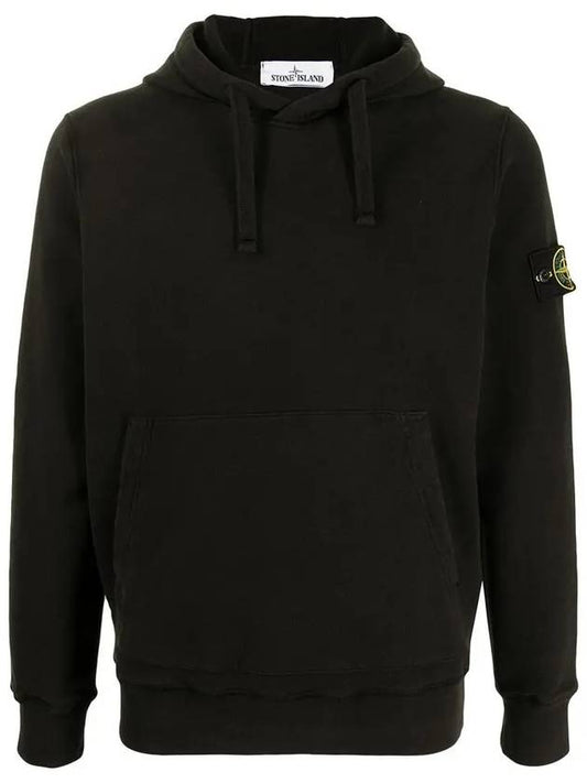 Wappen Patch Brushed Cotton Fleece Hoodie Black - STONE ISLAND - BALAAN 2