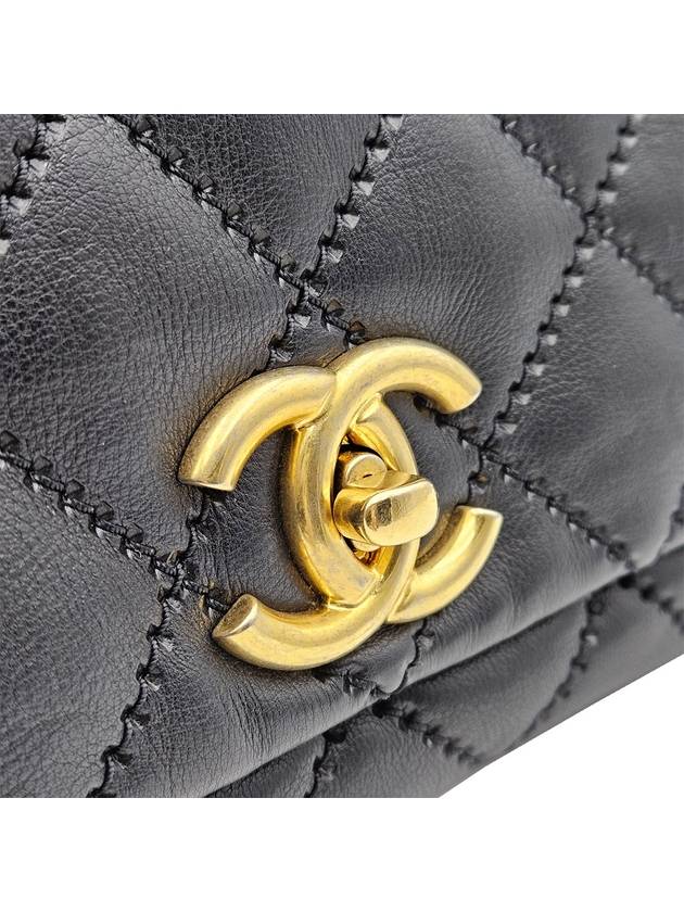 Chanel Black Leather Stitched Gold Flap Shoulder Bag 14th - CHANEL - BALAAN 7