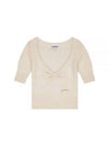 Logo Knit Top Ivory - GANNI - BALAAN 2