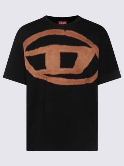 Big Logo Print Cotton Short Sleeve T-Shirt Black - DIESEL - BALAAN 2